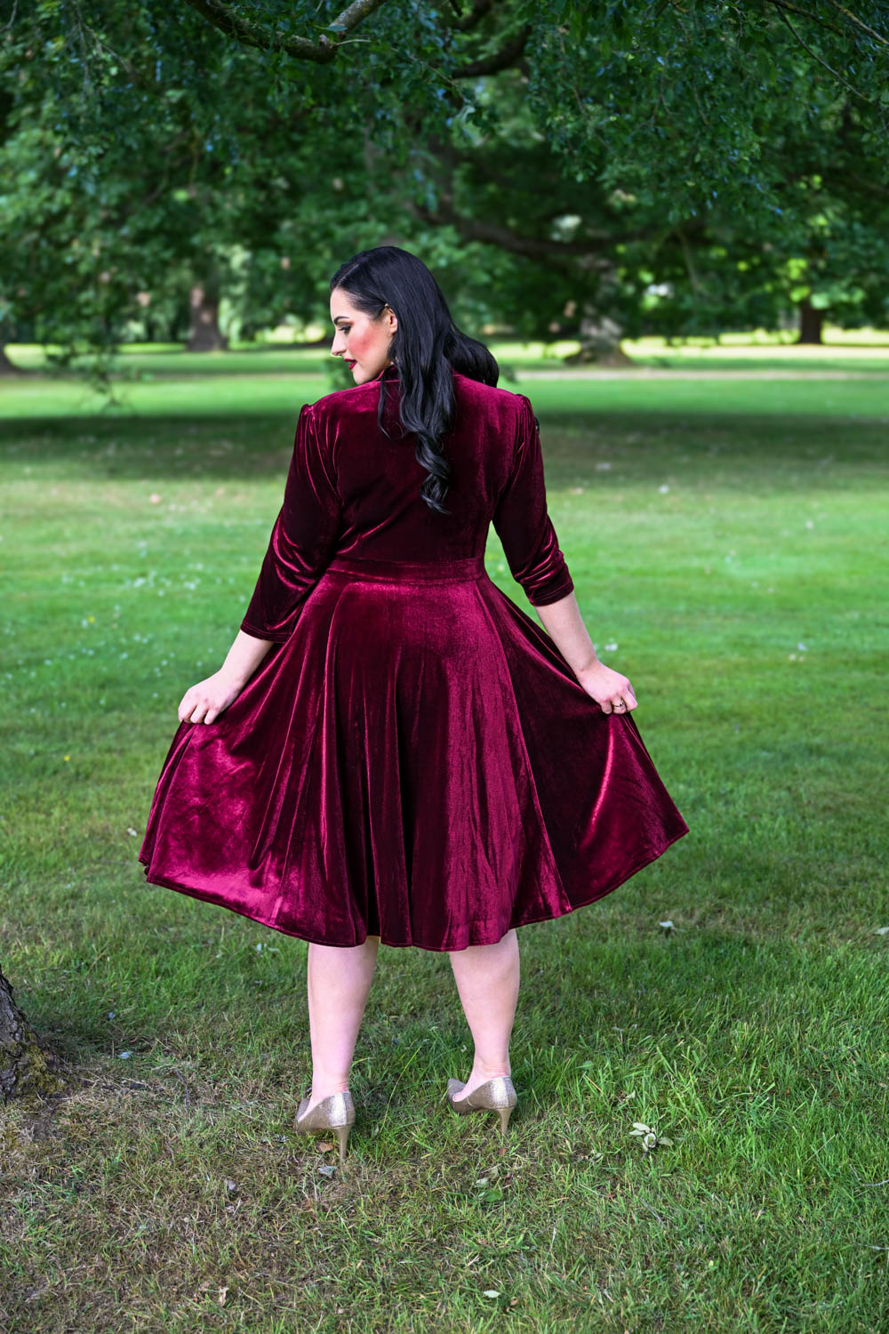 Sylvie Velvet Swing Dress in Extended Sizing
